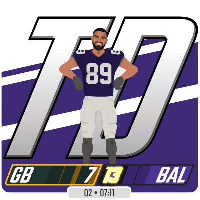 A Football Player Wearing A Purple Jersey With The Number 89 On It GIF