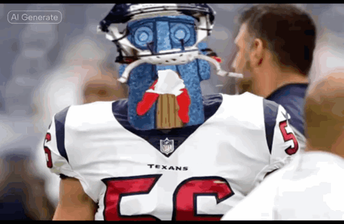 A Football Player Wearing A Texans Jersey Is Talking To A Coach GIF