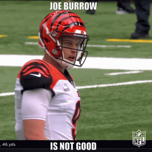 A Football Player With The Name Joe Burrow On The Top GIF