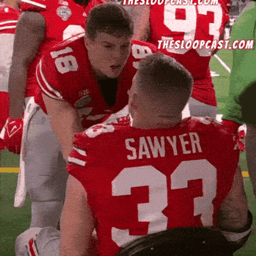 A Football Player With The Name Sawyer On His Jersey GIF