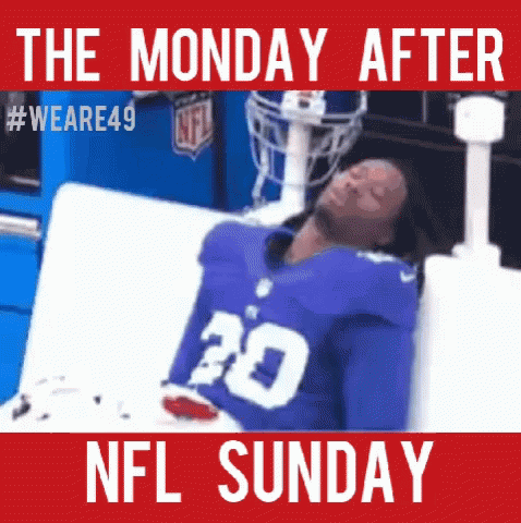 A Football Player With The Number 20 On His Jersey Is Laying In A Bed . GIF