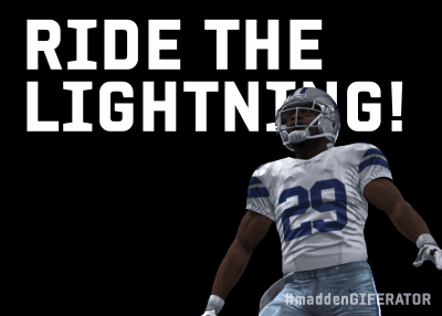 A Football Player With The Number 29 On His Jersey Is Jumping In The Air GIF