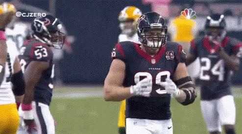 A Football Player With The Number 29 On His Jersey Stands On The Field . GIF