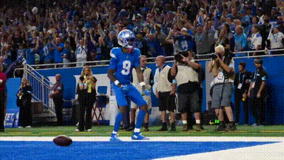 a football player with the number 3 on his jersey is celebrating a touchdown .