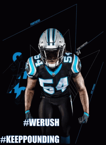 A Football Player With The Number 58 On His Jersey Stands In Front Of A Black Background GIF