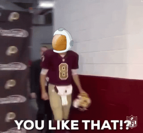 A Football Player With The Number 8 On His Jersey Is Walking Down A Hallway And Says You Like That GIF