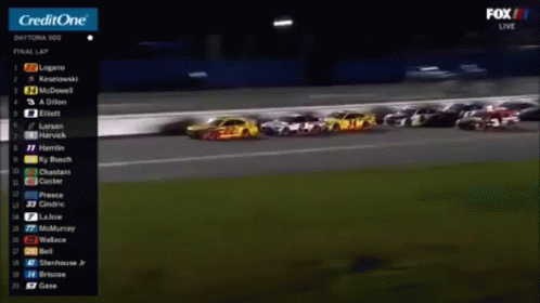 a fox live broadcast of a race with a creditone logo in the corner