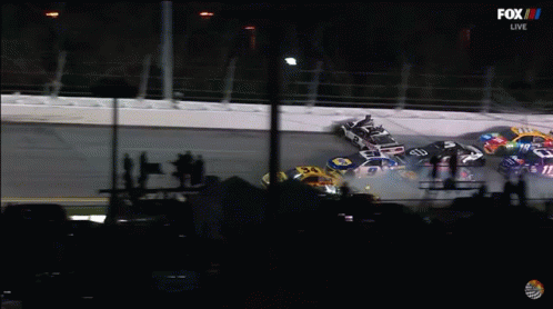 A Fox Live Broadcast Of A Race With Cars Crashing GIF