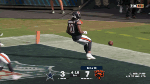 a fox nfl broadcast of a football game between the bears and the cowboys