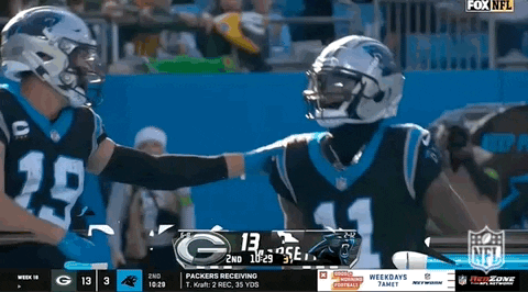 A Fox Nfl Broadcast Of A Football Game Between The Carolina Panthers And Green Bay Packers GIF