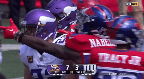 A Fox Nfl Broadcast Of A Football Game Between The Vikings And The Bills GIF