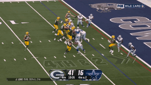 a fox wild card broadcast of a football game between the cowboys and the green bay packers