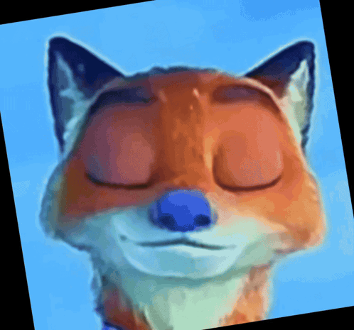 A Fox With Its Eyes Closed And A Blue Nose GIF