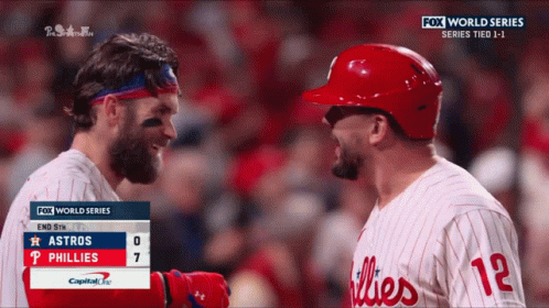 A Fox World Series Broadcast Of A Baseball Game Between The Phillies And The Astros GIF