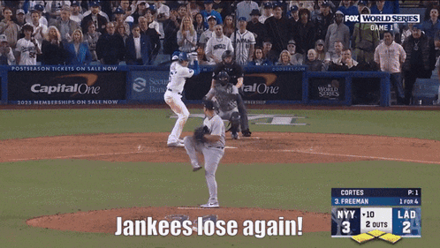 A Fox World Series Game Between The Yankees And The Dodgers GIF