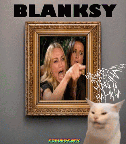 A Framed Picture Of Two Women With The Word Blanksy On The Top GIF