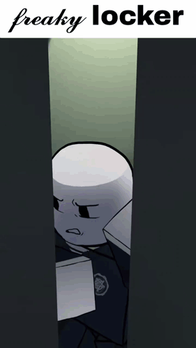 A Freaky Locker Advertisement With A Cartoon Character GIF