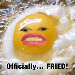 A Fried Egg With A Smiley Face And The Words Officially Fried GIF