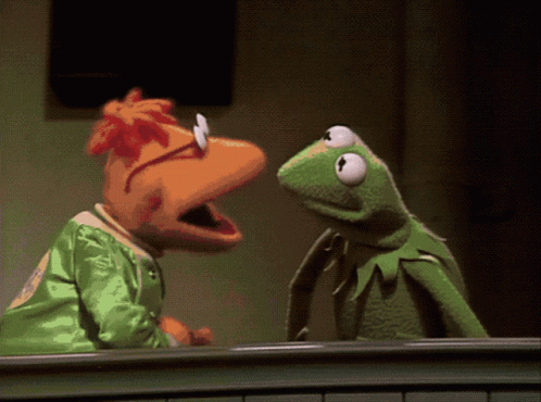 A Frog And A Chicken Are Talking To Each Other GIF