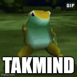 A Frog In A Video Game With The Word Takmind On It GIF