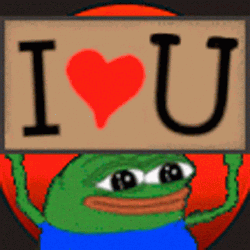 A Frog Is Holding A Sign That Says I Love U GIF