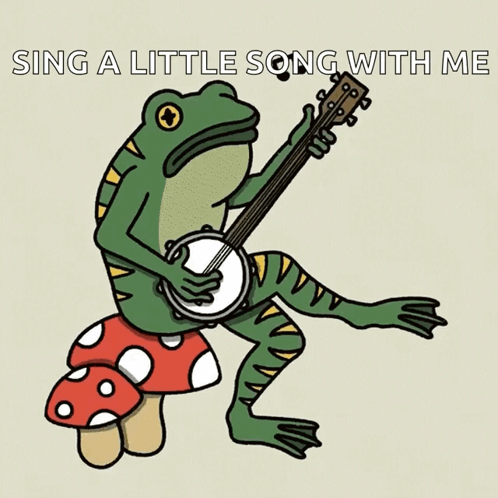 A Frog Is Playing A Banjo And Singing A Little Song GIF