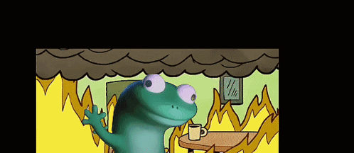 A Frog Is Sitting At A Table With A Cup Of Coffee On It GIF