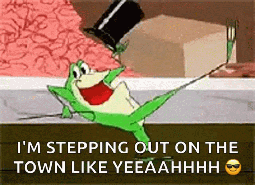 A Frog Is Stepping Out On The Town Like Yeeaahhh GIF