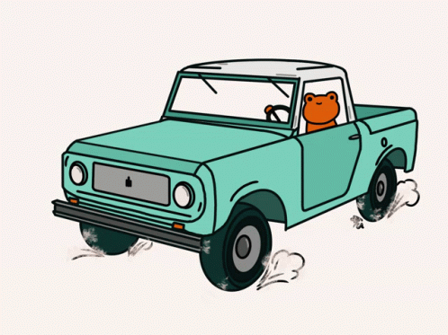 A Frog Sits In The Back Of A Green Truck GIF