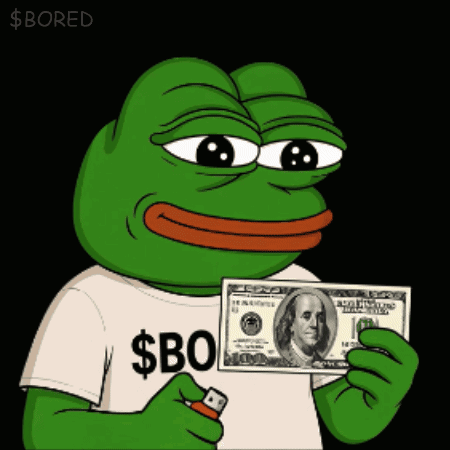 A Frog Wearing A Shirt That Says $ Bo Holding A Dollar Bill GIF