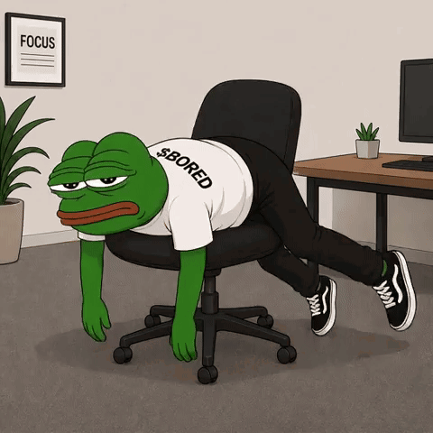 A Frog Wearing A Shirt That Says $ Bored Laying On A Chair GIF