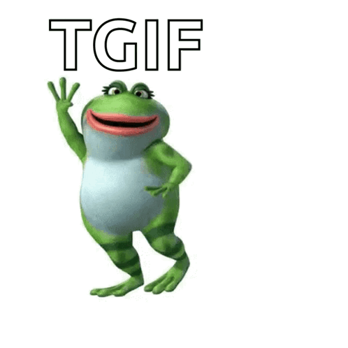 A Frog With A Big Smile And The Word Tgif Below It GIF