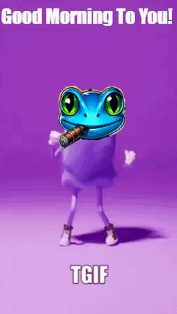 A Frog With A Cigar In Its Mouth Says Good Morning To You T GIF