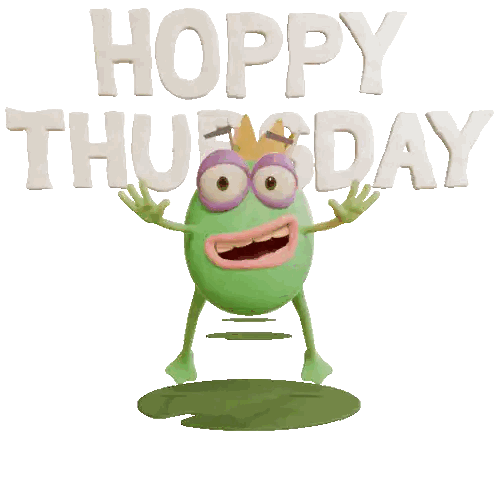 a frog with a crown on its head and the words hoppy thursday