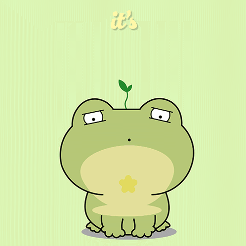 A Frog With A Flower In Its Mouth And The Words It 'S Monday Again Below It GIF