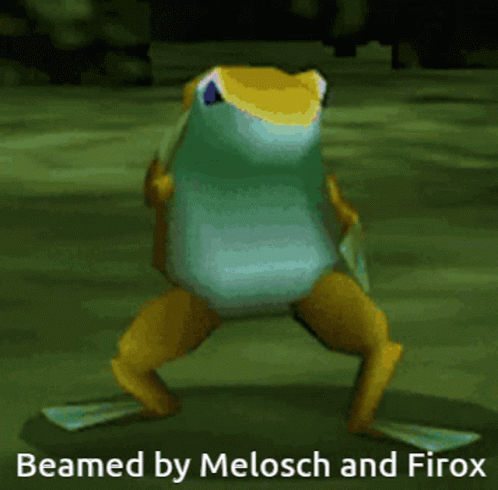 A Frog With The Words Beamed By Melosch And Firox Below It GIF