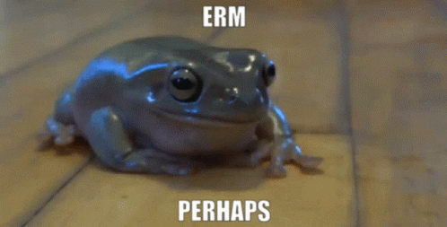 A Frog With The Words Erm Perhaps Written On Its Face GIF
