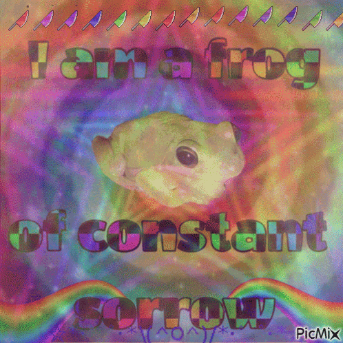 a frog with the words i am a frog of constant sorrow