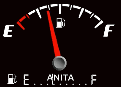 A Fuel Gauge Shows That Anita Is Nearly Full GIF