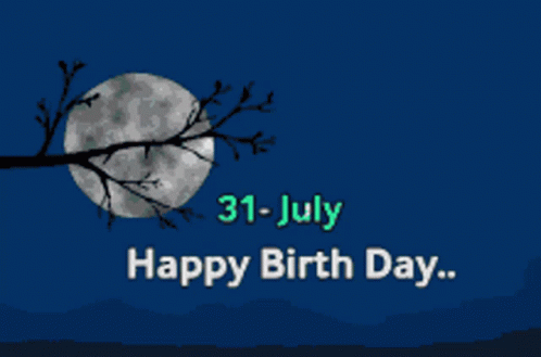 A Full Moon Behind A Tree Branch With The Words Happy Birth Day GIF