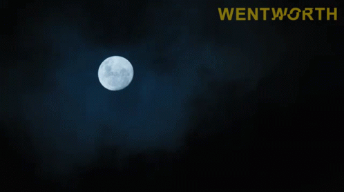 A Full Moon In A Dark Sky With The Word Wentworth In The Corner GIF