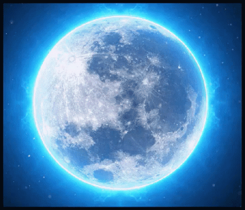 A Full Moon Is Glowing Brightly In A Blue Sky GIF