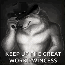 A Furry Wolf Wearing A Cowboy Hat And Sunglasses Is Holding A Cigarette . GIF