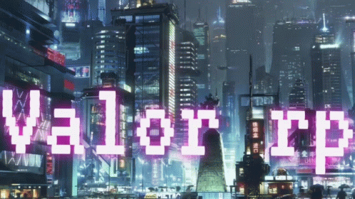 A Futuristic City With The Word Valorry Displayed On The Buildings GIF