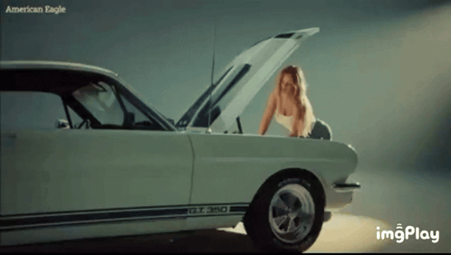 a g.t.350 mustang with the hood open