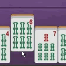 A Game Of Mahjong Is Being Played On A Purple Table With A Mouse . GIF