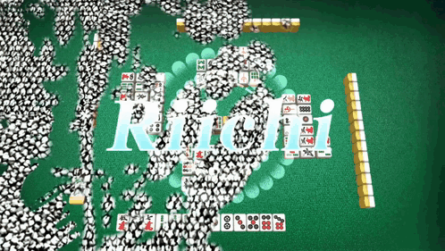 A Game Of Mahjong With The Word Richi Written In Blue GIF