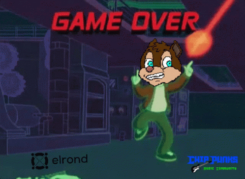A Game Over Screen With A Chipmunk In The Background GIF