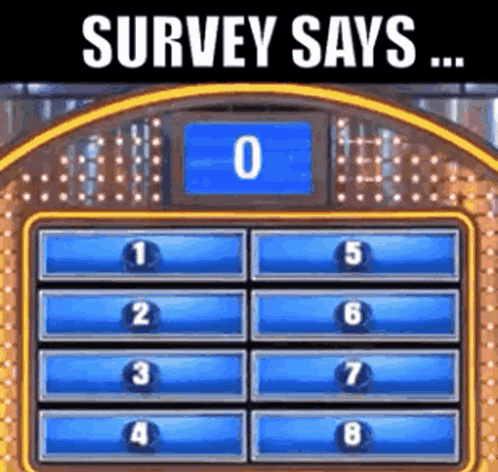 A Game Show With A Screen That Says Survey Says 0 GIF