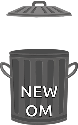 A Garbage Can With The Words Get In The New Om Above It GIF